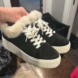 J/SLIDES Black and Cream Cozy Sneakers